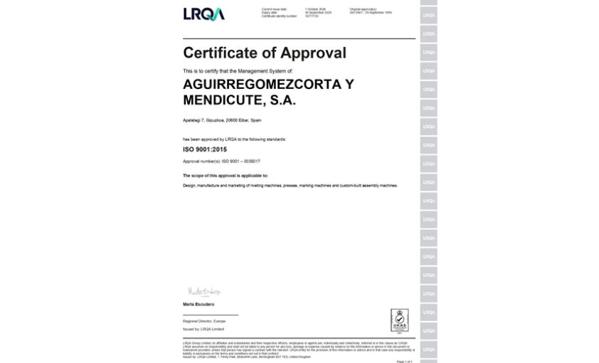 AGME ISO 9001 Qualitly Certificate English AGME ISO 9001 Qualitly Certificate English