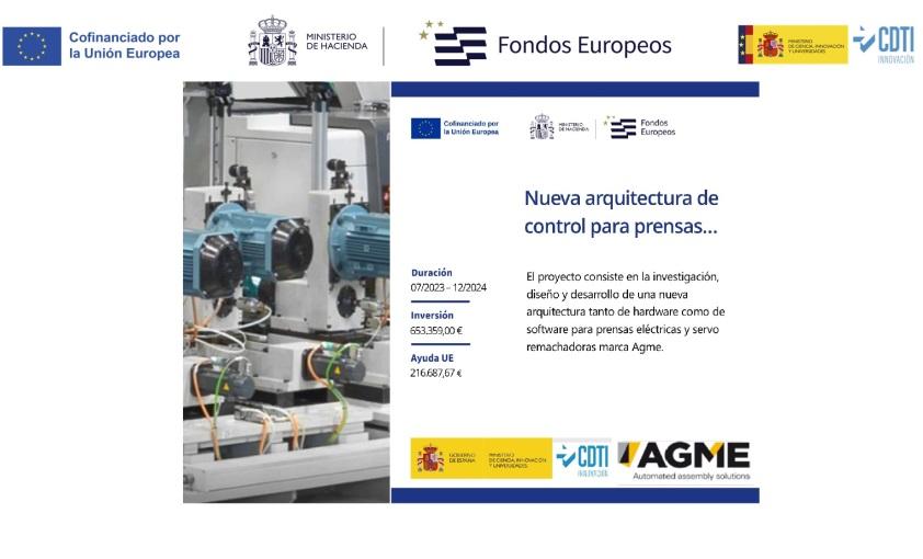 Proyecto AGME CDTI cofinanciado Unión Europea