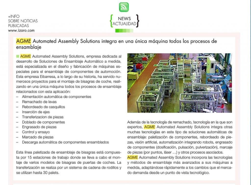 IMHE: AGME Automated Assembly Solutions integra todos los procesos de ensamblaje en una única máquina