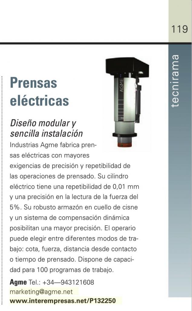 Metalmecánica: Prensas eléctricas: Diseño Modular y Sencilla Instalación