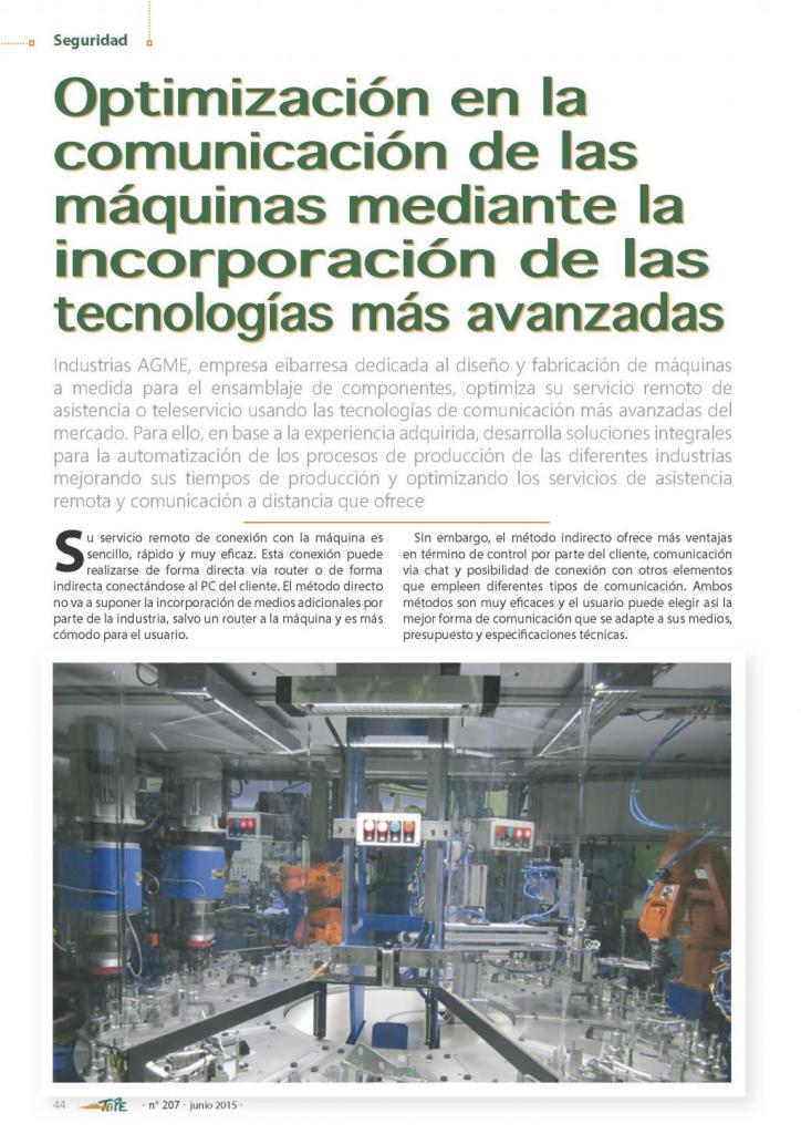 Revista tope: Optimización de la comunicación con las máquinas mediante las tecnologías más avanzadas 1